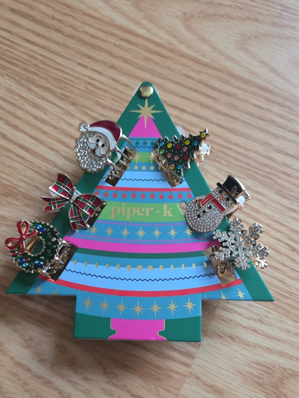 Piper K Festive Kids Christmas Charm Clip Set - Multicolor Holiday Clips